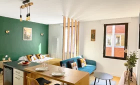 Studio Péri à Toulouse – pièce de vie avec coin nuit et cuisine équipée